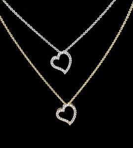 Floating Open Heart Necklace (silver or gold finish)