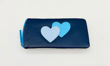 Load image into Gallery viewer, ILI New York Leather Sunglasses/Eyeglasses Case Double Hearts (Classic Navy)