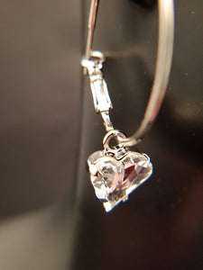 B-JWLD Crystal Clear Dangling Faceted Heart Earrings - Gold