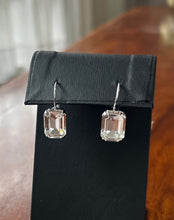 Load image into Gallery viewer, B-JWLD Collection Crystal Emerald Cut Drop Earrings (silver finish setting)