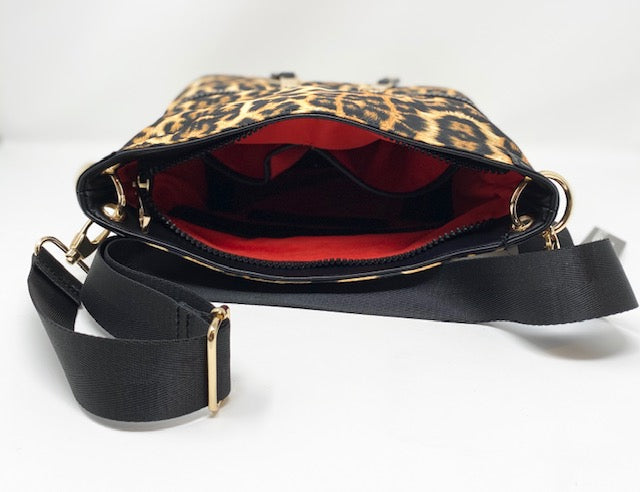 Sondra Roberts Quilted Puffer Crossbody Bag Large Leopard