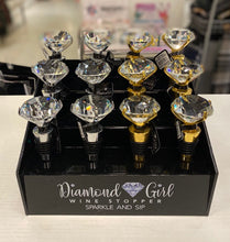 Load image into Gallery viewer, Diamond Gem Wine Stopper - Gold Tone