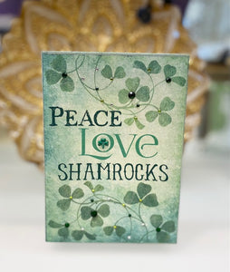 "Peace, Love, & Shamrocks" Canvas Box Sign