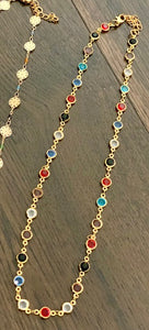 B-JWLD Mutli-color Gemstone Necklace (avail in gold and silver finish)