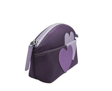 Load image into Gallery viewer, Double Heart Leather Cosmetic Bag (purple)