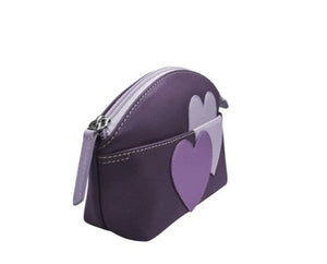 Double Heart Leather Cosmetic Bag (purple)
