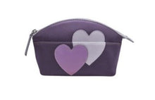 Load image into Gallery viewer, Double Heart Leather Cosmetic Bag (purple)