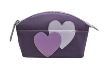 Double Heart Cosmetic Case (Purple)