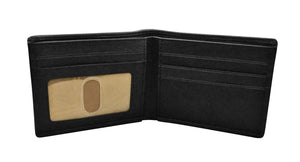 Men's Wallet Pebble Grain Leather Bifold (Black)