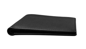 Men's Wallet Pebble Grain Leather Bifold (Black)
