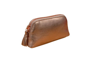 Small Leather Cosmetic/Accessory Pouch (rose)
