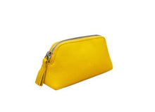 Load image into Gallery viewer, Small Leather Cosmetic/Accessories Bag (sunshine yellow)