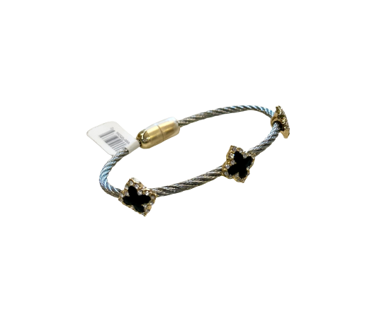 Twisted Cable Black Clover Bracelet