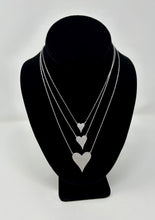 Load image into Gallery viewer, Elongated Pave Crystal Heart Necklace (Silver finish - S/M/L $32.98/$55.98/$99.98)