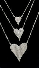 Load image into Gallery viewer, Elongated Pave Crystal Heart Necklace (Silver finish - S/M/L $32.98/$55.98/$99.98)