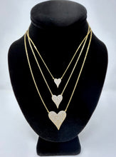 Load image into Gallery viewer, Elongated Pave Crystal Heart Necklace (Gold finish - S/M/L $32.98/$55.98/$99.98)