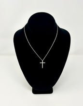 Load image into Gallery viewer, Fine CZ filled crossed pendant necklace - silver finish