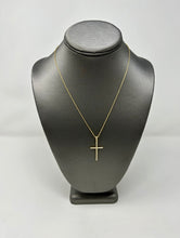 Load image into Gallery viewer, Fine CZ filled crossed pendant necklace - gold finish