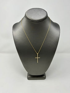 Fine CZ filled crossed pendant necklace - gold finish