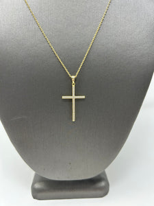 Fine CZ filled crossed pendant necklace - gold finish