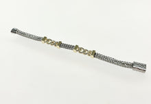 Load image into Gallery viewer, Two-tone Chain Link with Herringbone Bracelet (magnetic clasp)