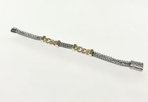 Two-tone Chain Link with Herringbone Bracelet (magnetic clasp)