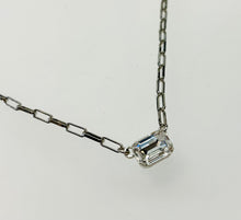 Load image into Gallery viewer, B-JWLD Solitaire Emerald Cut Crystal Pendant (white on silver finish chain)