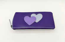 Load image into Gallery viewer, ILI New York Leather Sunglasses/Eyeglasses Case Double Hearts (Purple)