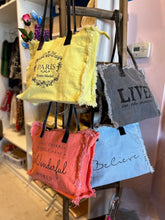 Load image into Gallery viewer, Canvas Market Tote &quot;Live Simply in the Moment&quot;