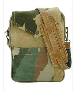 Recycled Military Tent Camoflauge Crossbody