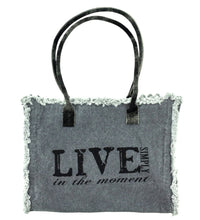 Load image into Gallery viewer, Canvas Market Tote &quot;Live Simply in the Moment&quot;