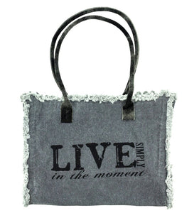 Canvas Market Tote "Live Simply in the Moment"