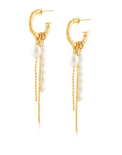 Load image into Gallery viewer, Nisea Hoop Earrings w/Pearl Drop