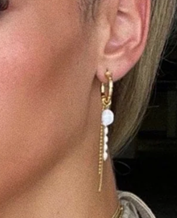 Nisea Hoop Earrings w/Pearl Drop