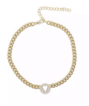 Load image into Gallery viewer, Pave Heart Chain Necklace