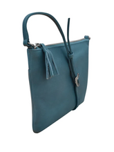 Load image into Gallery viewer, Slim Leather Crossbody Bag (denim blue)
