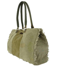 Load image into Gallery viewer, Recycled Military Tent Tote with Varying Vintage Fabrics