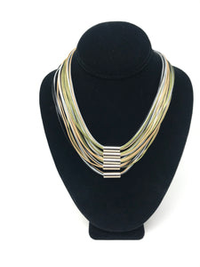 B-JWLD Multi Earth Tones Corded Necklace with Tube Accents