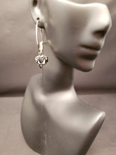 Load image into Gallery viewer, B-JWLD Blue Dangling Faceted Heart Silver Earrings