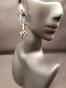 B-JWLD Blue Dangling Faceted Heart Silver Earrings