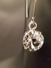 Load image into Gallery viewer, B-JWLD Round Faceted White Crystal Dangling Earrings - Silver