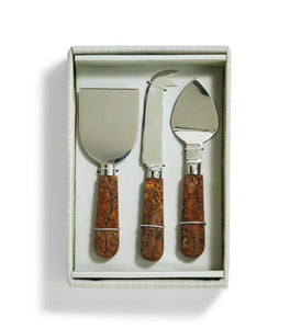 Cheese Knife Set of 3 with Mango wood bark handles