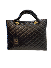 Load image into Gallery viewer, German Fuentes Quilted Leather Handbag - Black