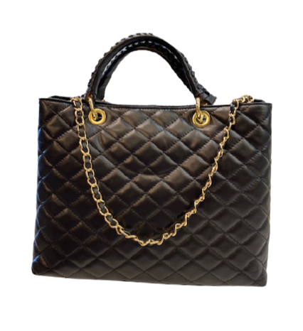 German Fuentes Quilted Leather Handbag - Black