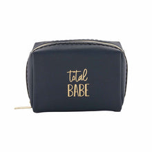 Load image into Gallery viewer, &quot;Total Babe&quot; Square Navy Makeup Bag