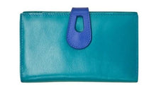 Load image into Gallery viewer, Midsize Wallet with Tab Closure - Teal/Cobalt