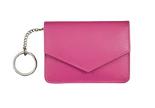 Load image into Gallery viewer, Genuine leather ID/Key case with RFID blocking - Fuchsia Pink