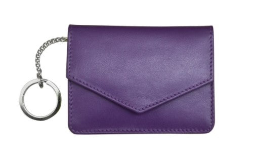 Genuine leather ID/Key case with RFID blocking - Purple
