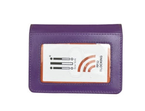 Genuine leather ID/Key case with RFID blocking - Purple
