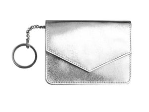 Genuine leather ID/Key case with RFID blocking - Silver